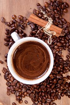 Black Coffee And Coffee Beans Stock Images Black Coffee And Coffee Beans Stock Images