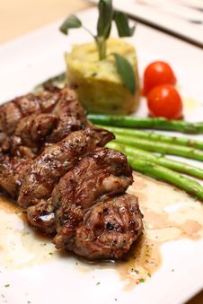 Grilled Lamb On White Plate Royalty Free Stock Images Grilled Lamb On White Plate Royalty Free Stock Images