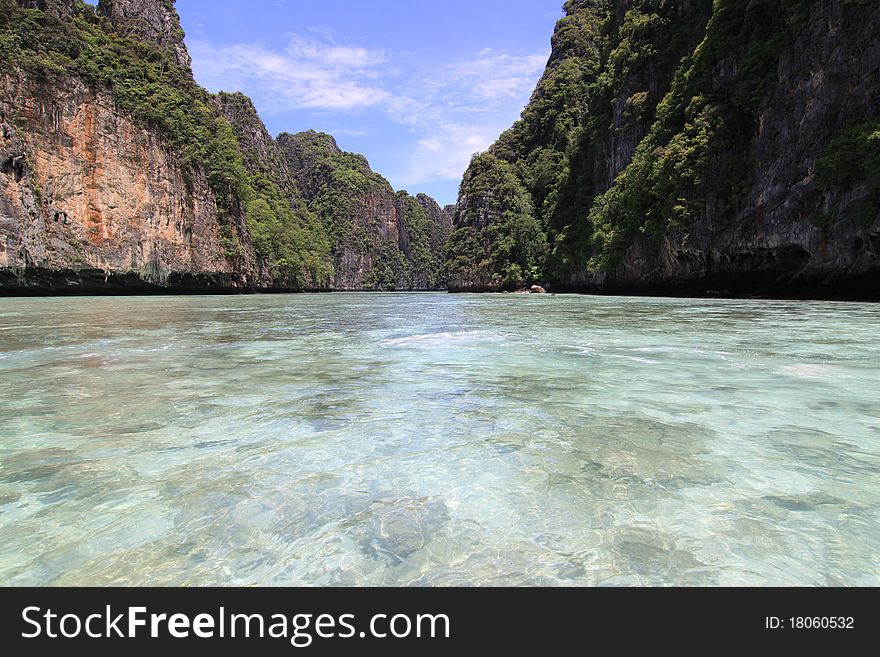 Captured at a famous nature resort - Maya Bay, Phiphi island, Phuket, Thailand.