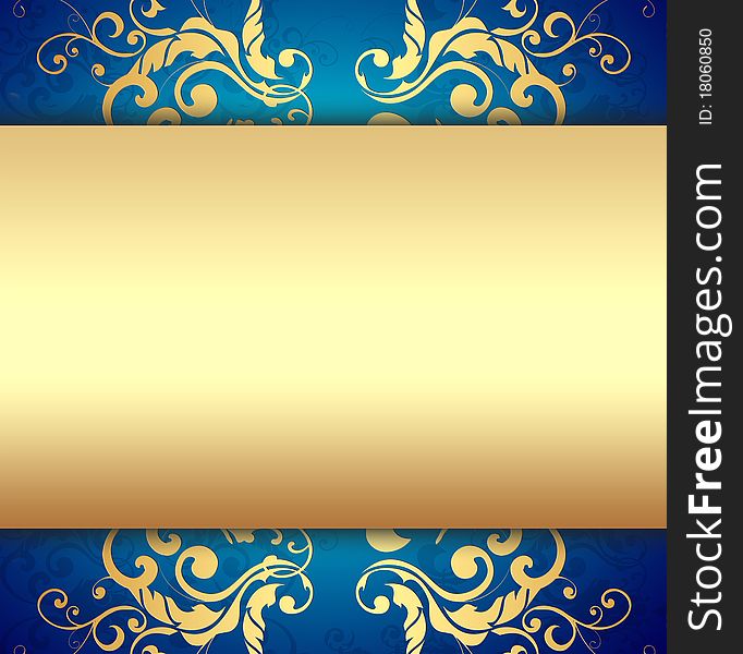 An elegant background in blue and golden colors with copy space. An elegant background in blue and golden colors with copy space