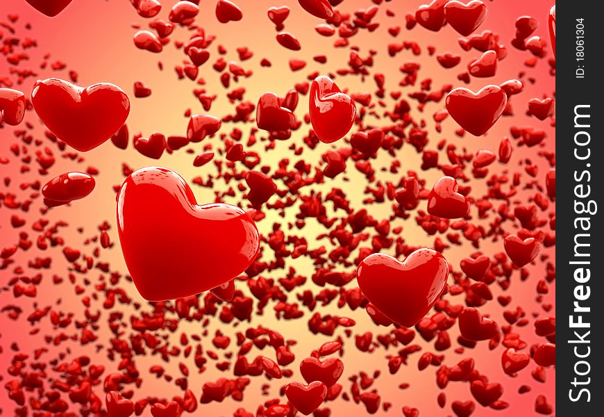 Glossy hearts Abstract Background (Depth of Field)