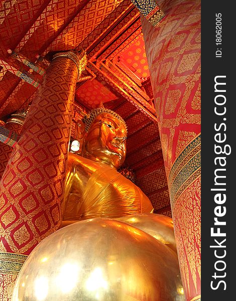 Siding of Buddha statue ,Wat Panancherng ,Ayutthaya ,Thailand