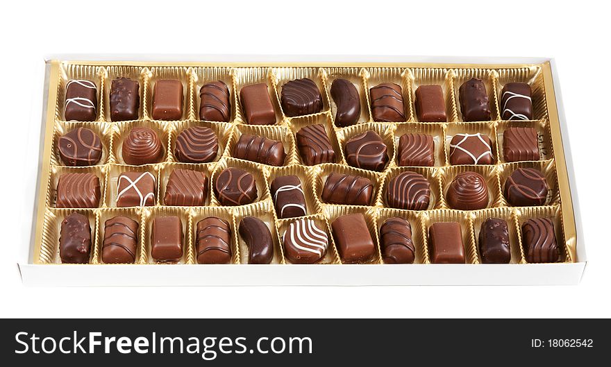 Box of chocolates isolated on a white background