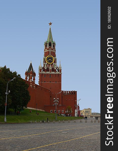 Moscow Kremlin. Clock on the Kremlin tower.