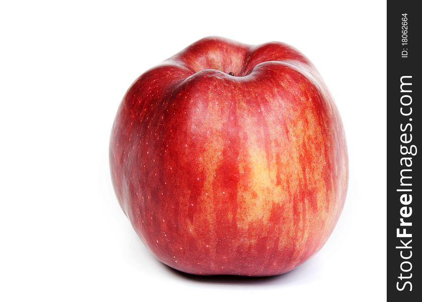 Red ripe apple on a white background