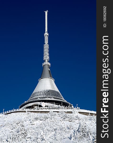 Transmitter and hotel on Jested during winter. Liberec - Czech Republic. Transmitter and hotel on Jested during winter. Liberec - Czech Republic.