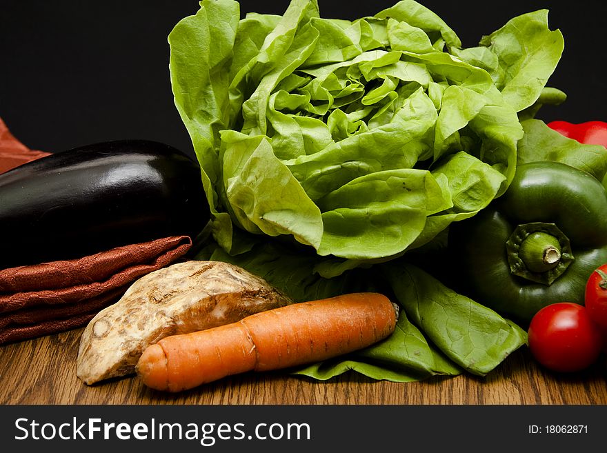 Fresh vegetable onto black background