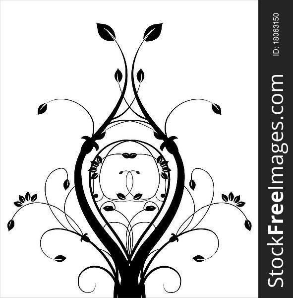 Floral black and white abstract ornate background. Floral black and white abstract ornate background