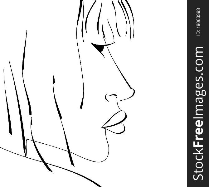 Sketch of woman. Universal template for greeting card, web page, background