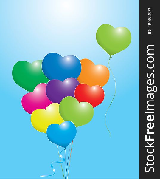 vector illustration of colorful balloons, shape of heart