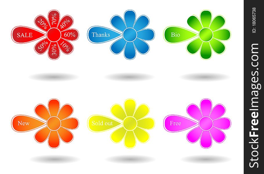 Vector set with flower labels. Vector set with flower labels
