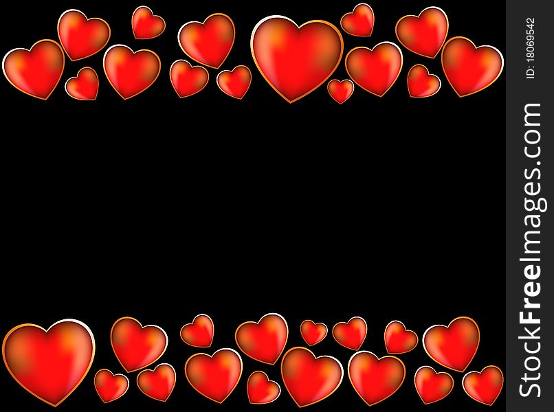 Red Hearts On A Black Background