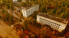 Polissya Hotel, Pripyat, Chernobyl, Aerial View Royalty Free Stock Images Polissya Hotel, Pripyat, Chernobyl, Aerial View Royalty Free Stock Images