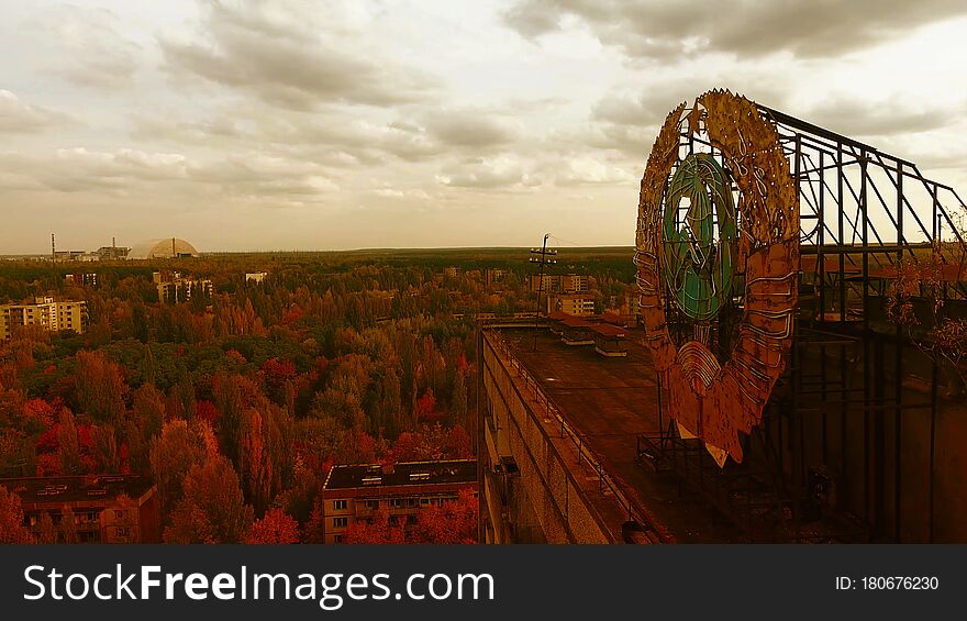 Aerial View of Pripyat, Chernobyl, Beautiful Landscape