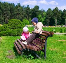 Little Boy And Girl In Park Stock Photo Little Boy And Girl In Park Stock Photo