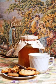 Tea With Honey And Cookies Stock Images