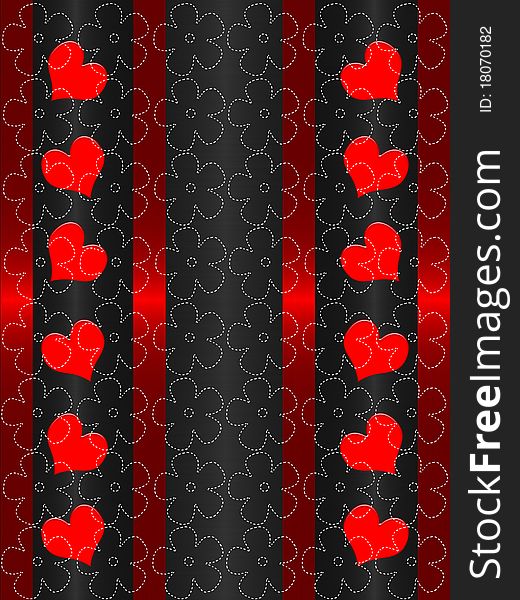 Valentines day on floral red end black background. Valentines day on floral red end black background