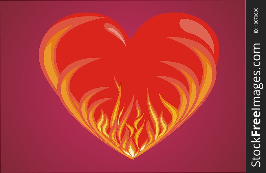 Abstract valentine's day card with fire heart backgroun. Abstract valentine's day card with fire heart backgroun