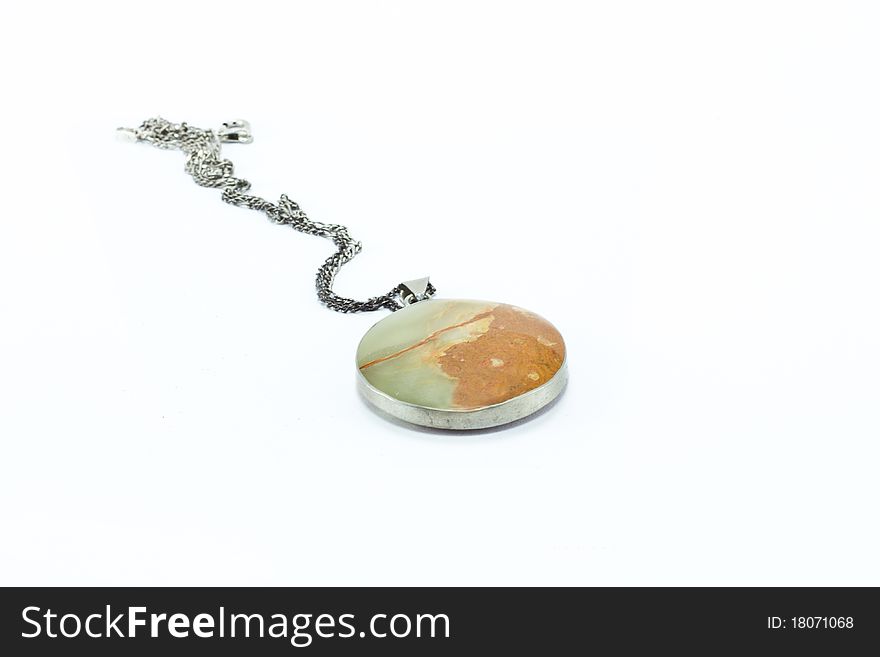 Necklace with natural stone isolated on white