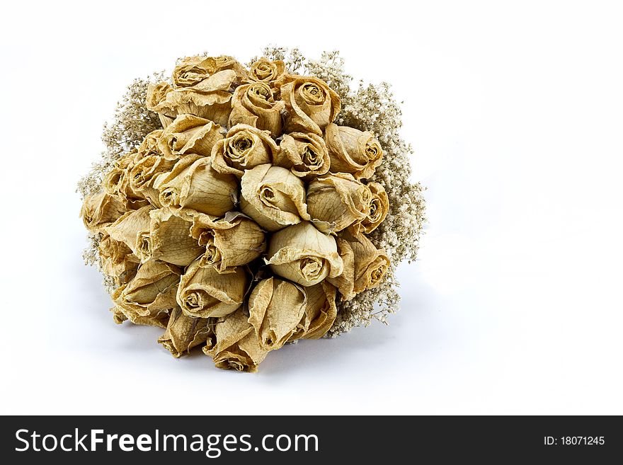 Dried roses bouquet isolated