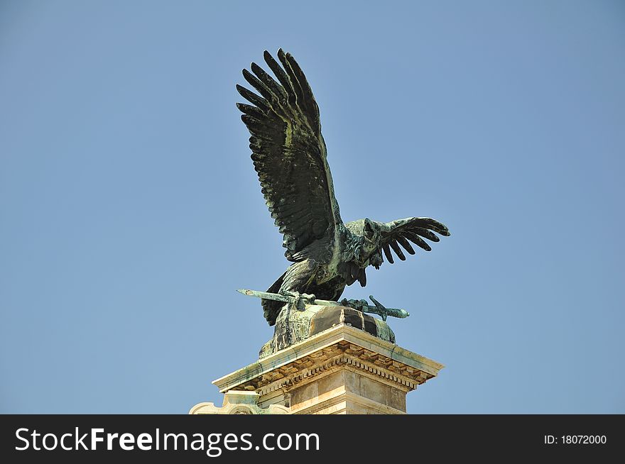 Sculpture of hungarian turul. Budapest. Turul is a bird from the hungarian myths. Sculpture of hungarian turul. Budapest. Turul is a bird from the hungarian myths.