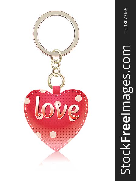 Charm-heart of red color on a white background