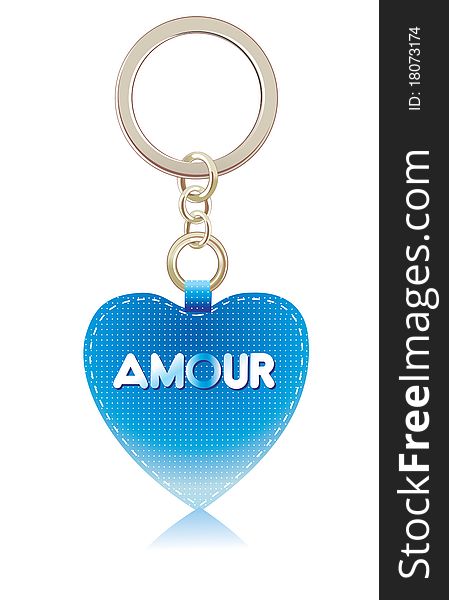 Charm-heart of blue color on a white background