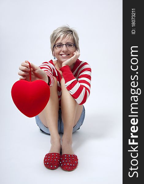 Woman portrait with red heart