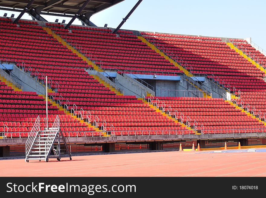 The red seats at the stadium