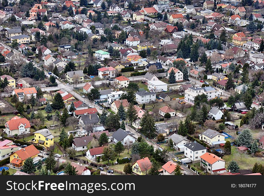 Bird's eye view of one of residential districts in Vienna. Bird's eye view of one of residential districts in Vienna