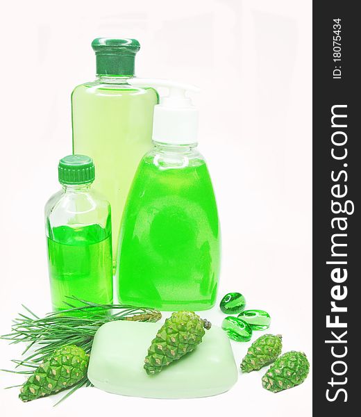 Shower gel bottle with fir extract
