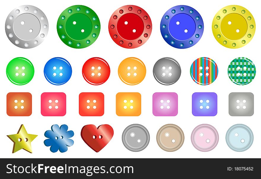 Collection of the multi-colors different  buttons