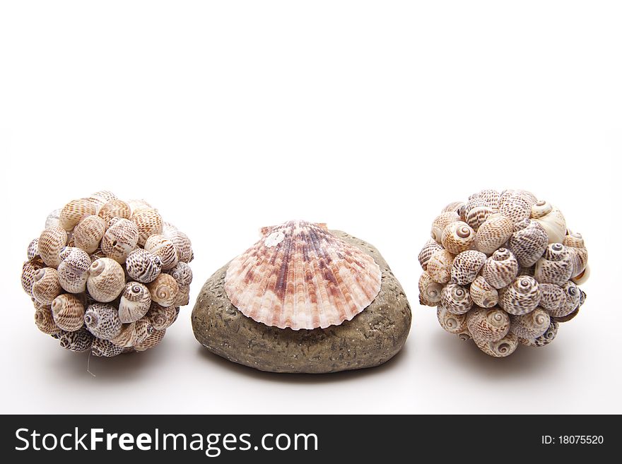 Ball with sea shells on stone