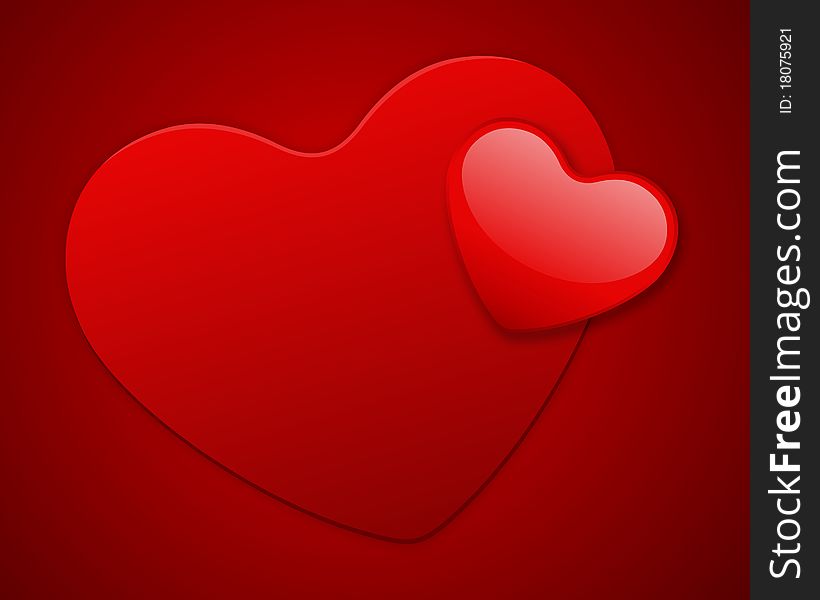 Red heart on card Valentine's day background
