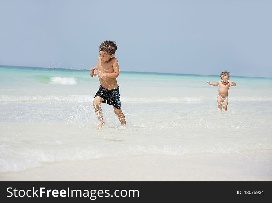 Children playing on beach