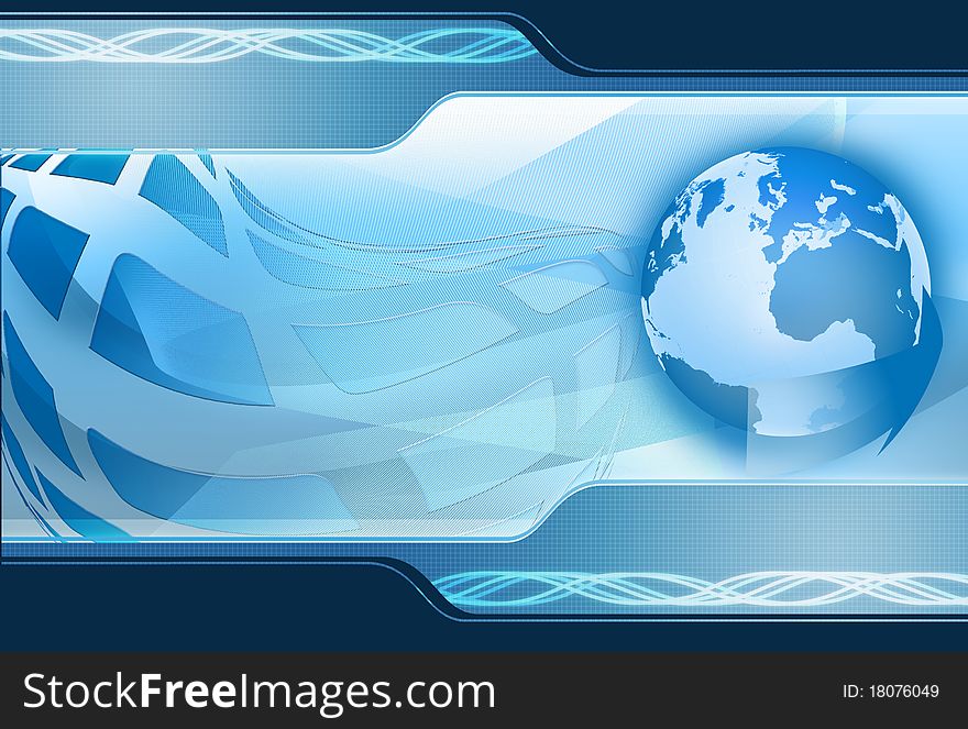 Abstract background with world in blue tone