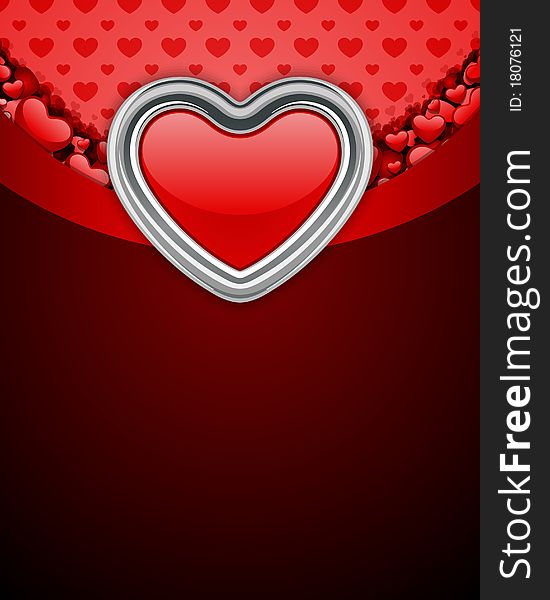 Red glossy heart Valentine's day background