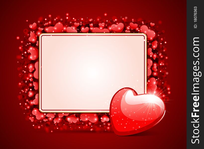 Hearts with card Valentine's day background