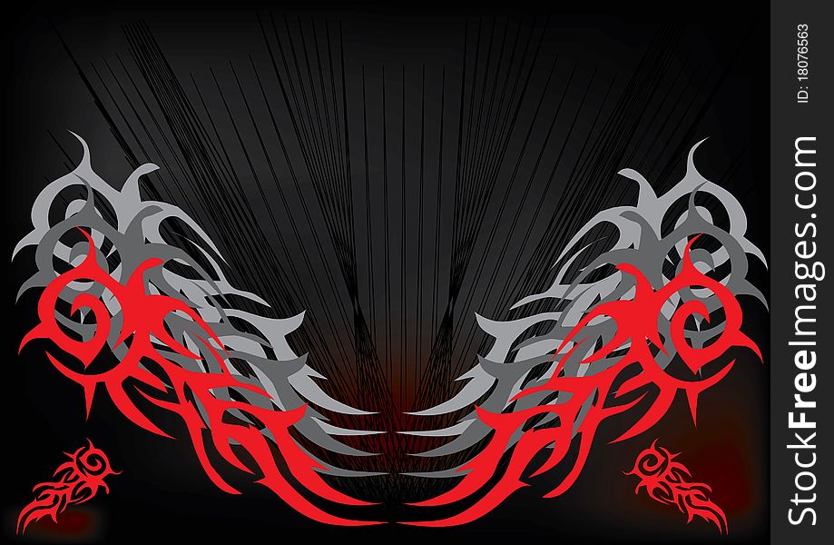 Red and black tribal- background illustration