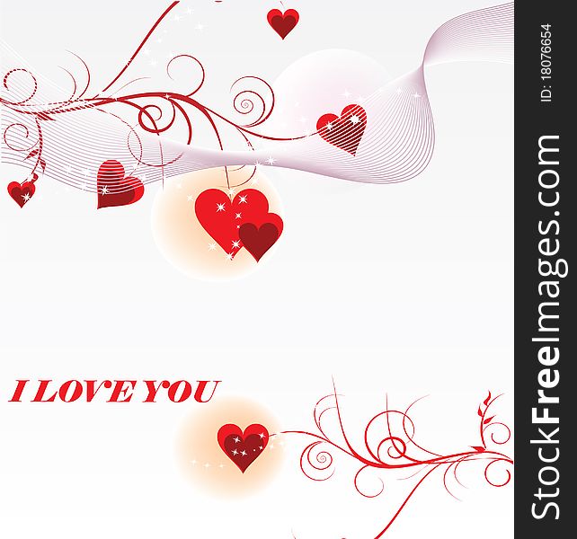 Valentine illustration with red heart and place for text. Valentine illustration with red heart and place for text