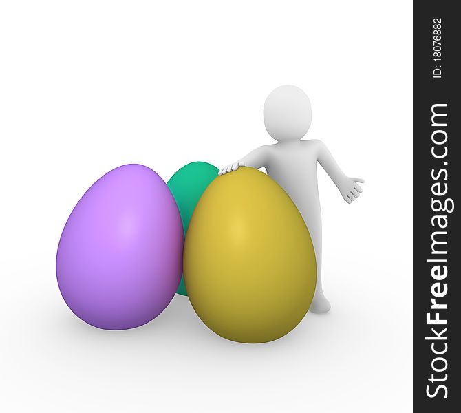 3d human easter egg yellow purple green holiday