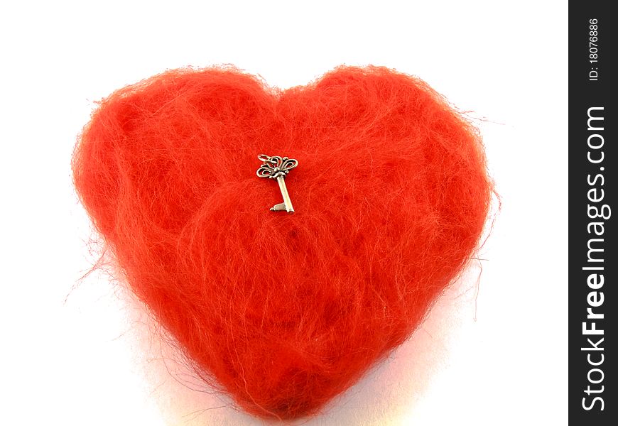 Red heart with silver key