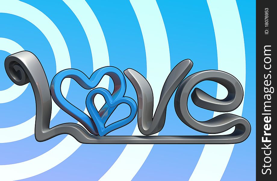 Text that says the word Love, Made in 3D software, isolated on white background, with black border. Text that says the word Love, Made in 3D software, isolated on white background, with black border.