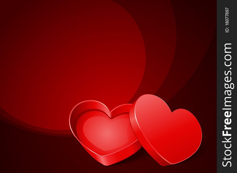 Open gift heart Valentine's day background