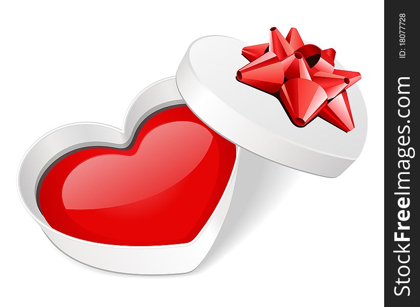 Open gift heart with red heart Valentine's day illustration