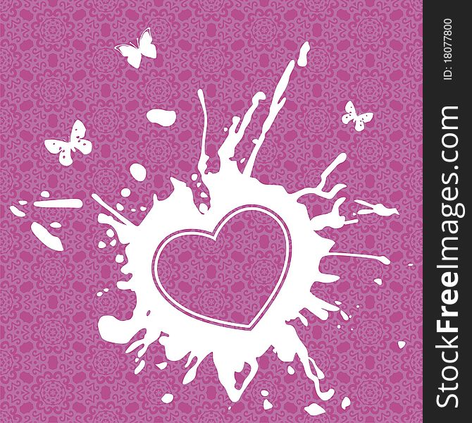 Heart on violet background which consist of flowers. Vector illustration. Heart on violet background which consist of flowers. Vector illustration