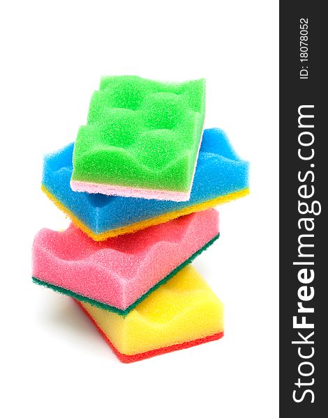 Red, yellow, green and blue sponge