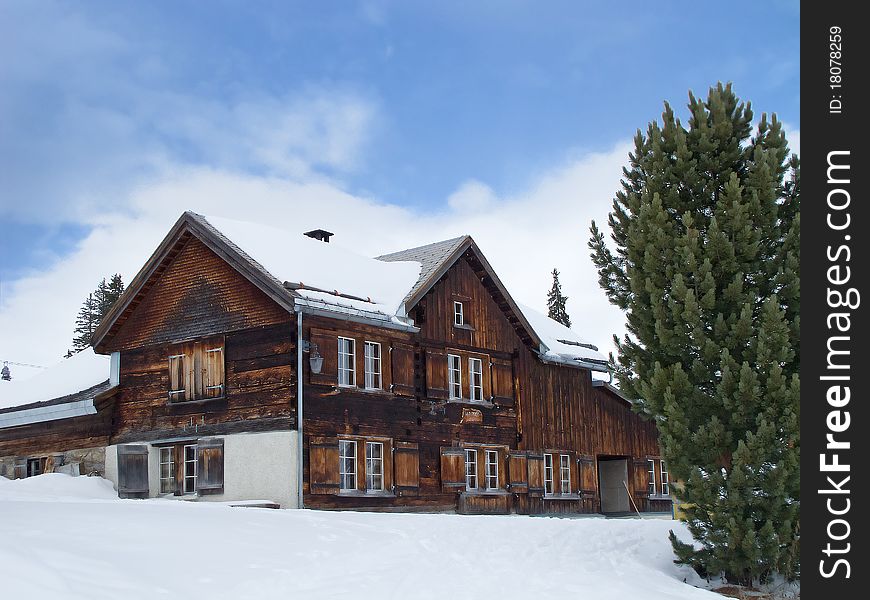 Winter holiday house in swiss alps