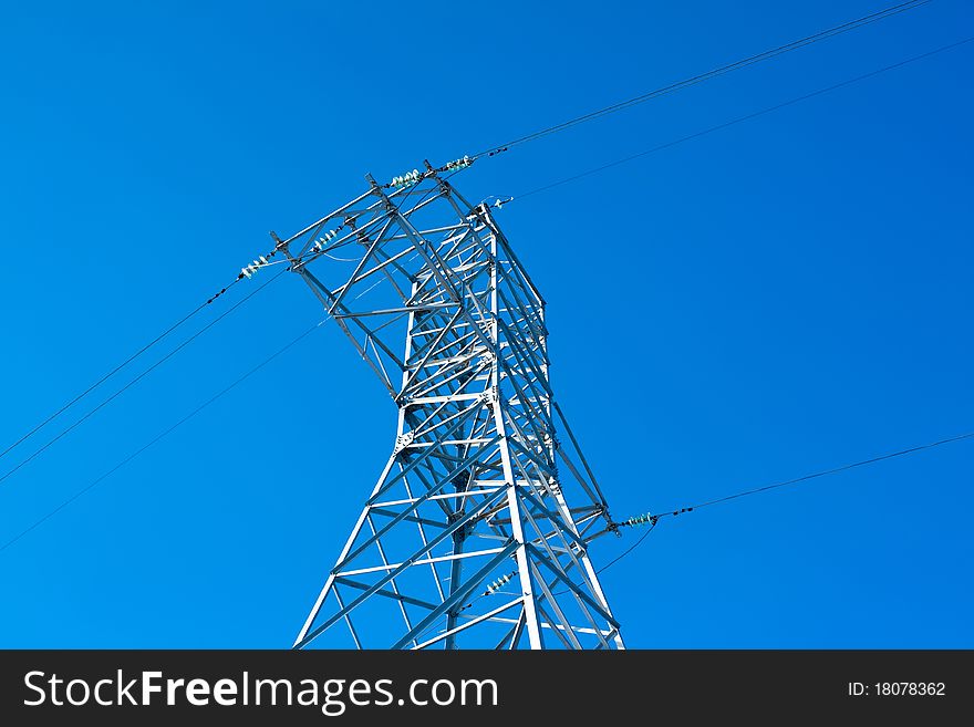 Electrical powerlines with blue sky