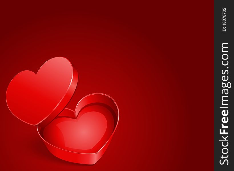 Open gift heart Valentine's day background